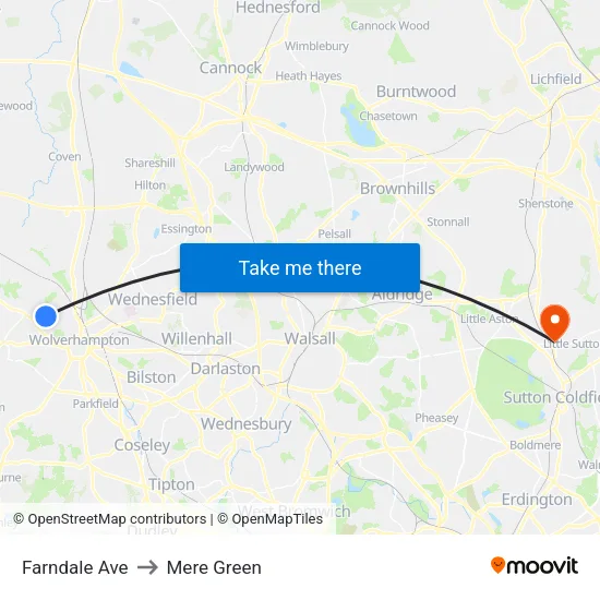Farndale Ave to Mere Green map