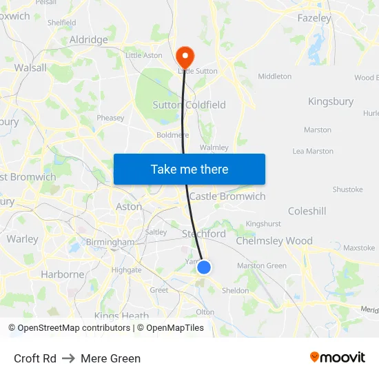 Croft Rd to Mere Green map