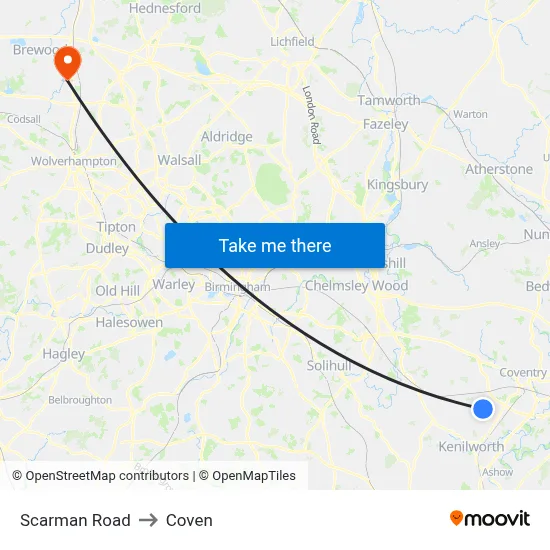 Scarman Road to Coven map