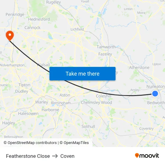 Featherstone Close to Coven map