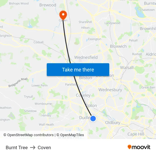 Burnt Tree to Coven map