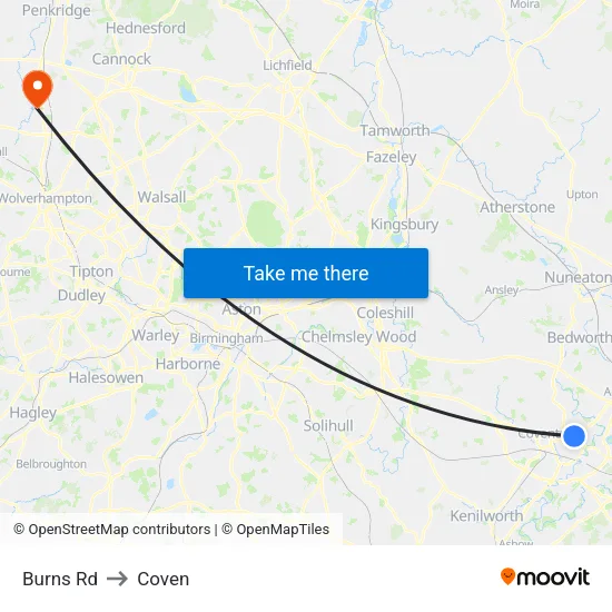 Burns Rd to Coven map