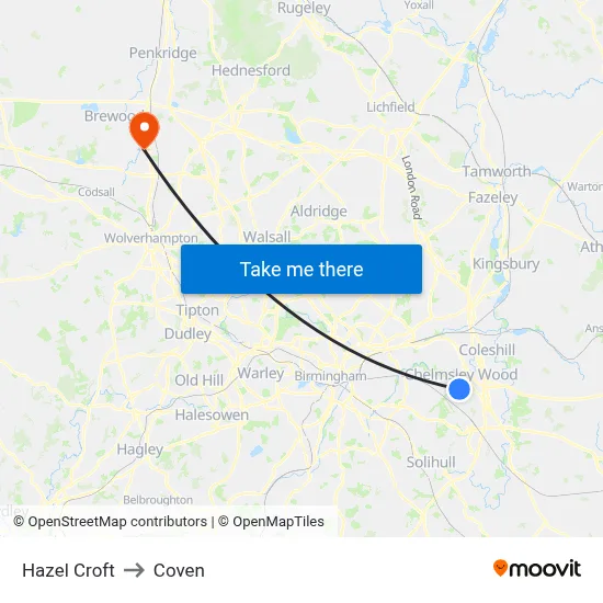 Hazel Croft to Coven map
