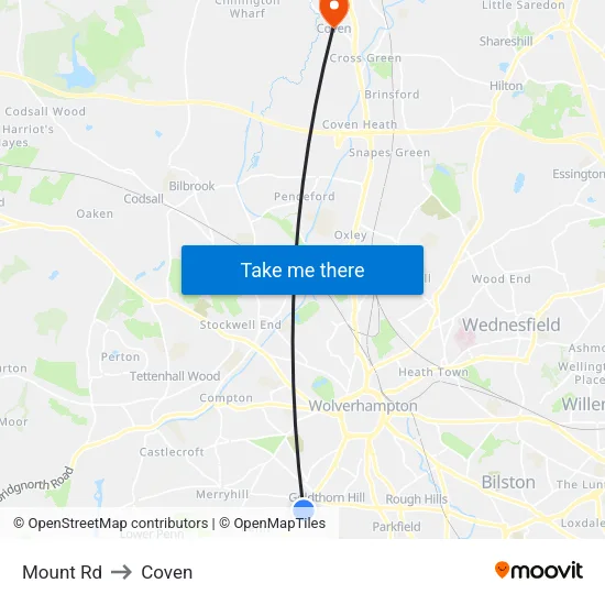 Mount Rd to Coven map
