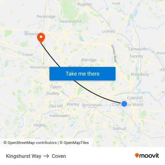 Kingshurst Way to Coven map