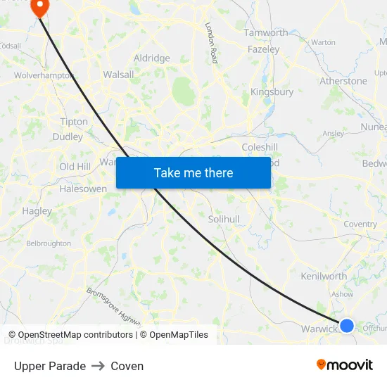 Upper Parade to Coven map