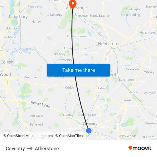 Coventry to Atherstone with public transportation