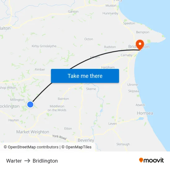 Warter to Bridlington map