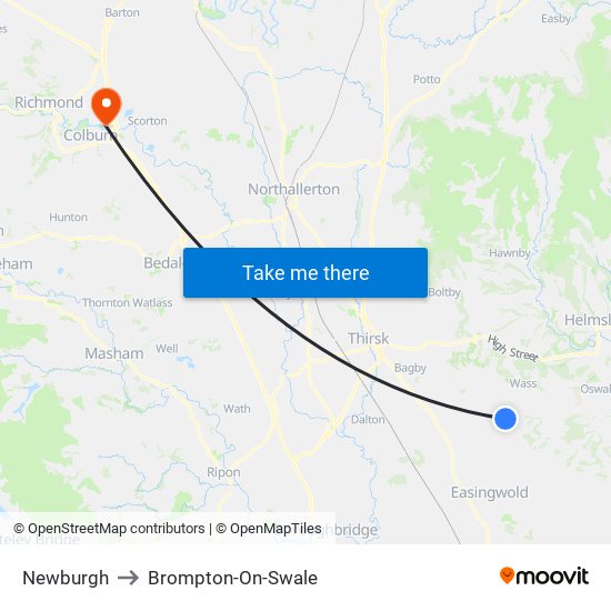 Newburgh to Brompton-On-Swale map