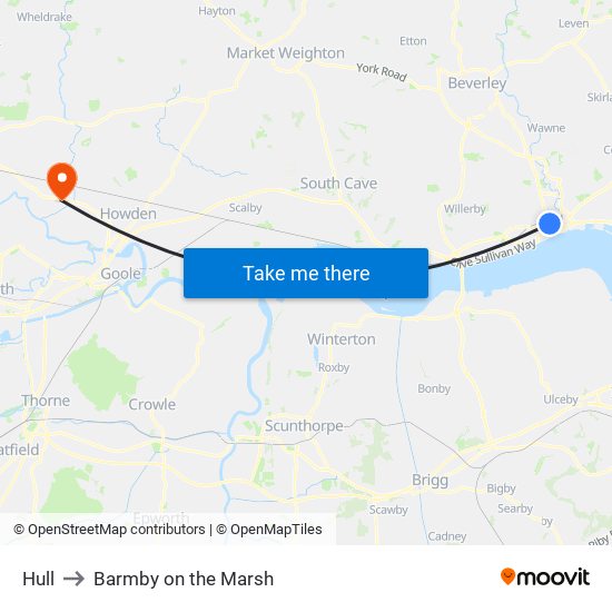 Hull to Barmby on the Marsh map