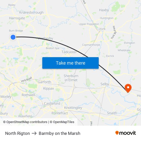 North Rigton to Barmby on the Marsh map