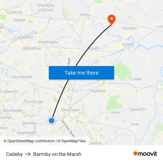 Cadeby to Barmby on the Marsh map