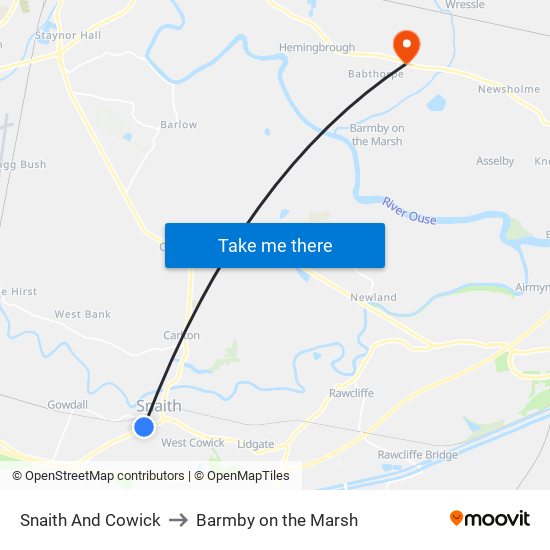 Snaith And Cowick to Barmby on the Marsh map