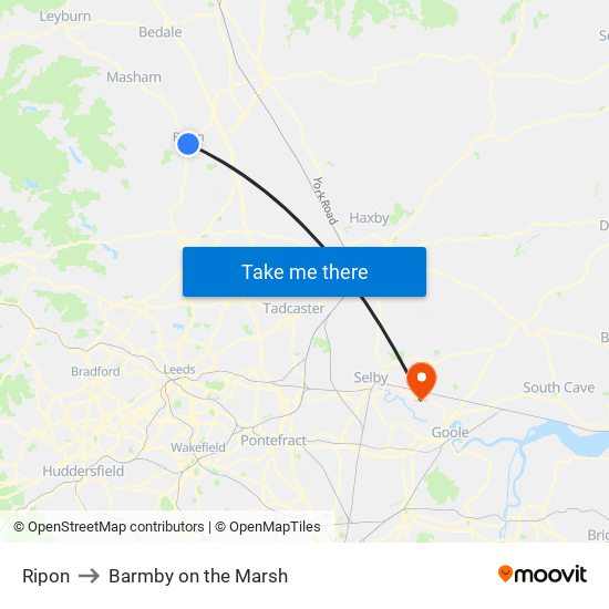 Ripon to Barmby on the Marsh map