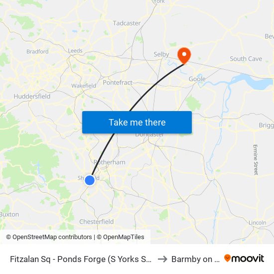 Fitzalan Sq - Ponds Forge (S Yorks Supertram), Sheffield Centre to Barmby on the Marsh map