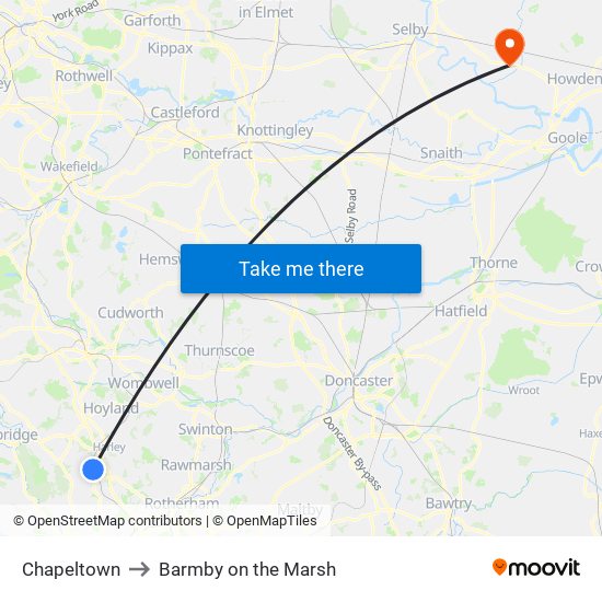 Chapeltown to Barmby on the Marsh map