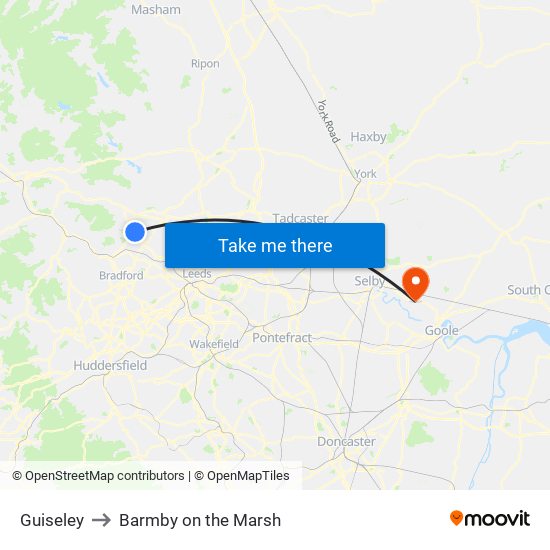 Guiseley to Barmby on the Marsh map