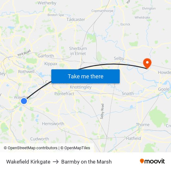 Wakefield Kirkgate to Barmby on the Marsh map