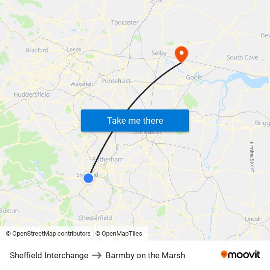 Sheffield Interchange to Barmby on the Marsh map