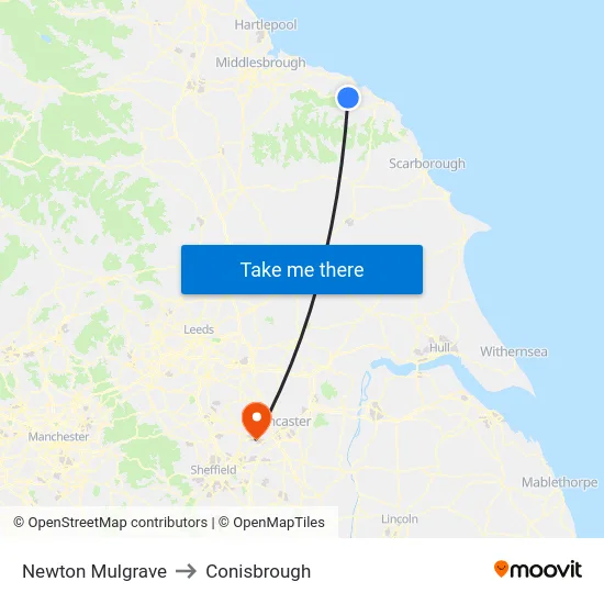 Newton Mulgrave to Conisbrough map