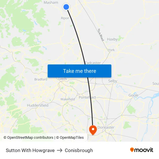 Sutton With Howgrave to Conisbrough map