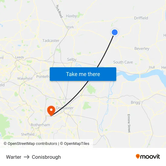 Warter to Conisbrough map