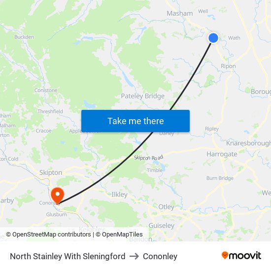 North Stainley With Sleningford to Cononley map