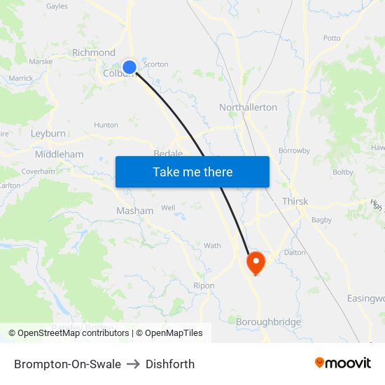 Brompton-On-Swale to Dishforth map