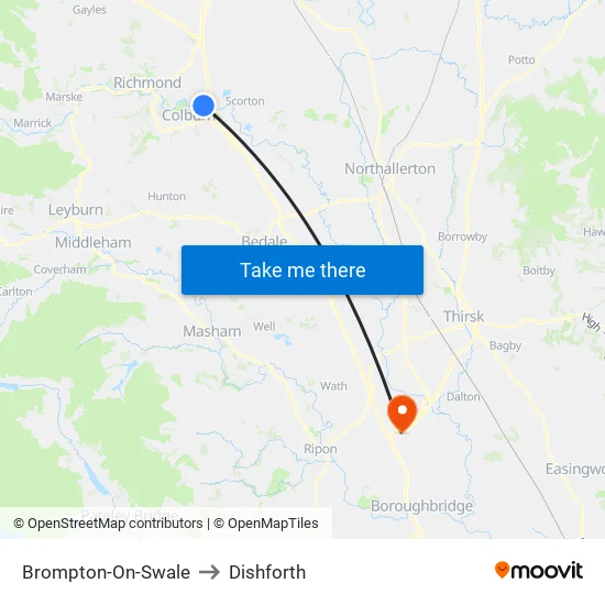 Brompton-On-Swale to Dishforth map