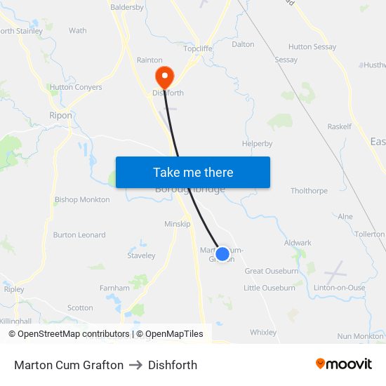 Marton Cum Grafton to Dishforth map