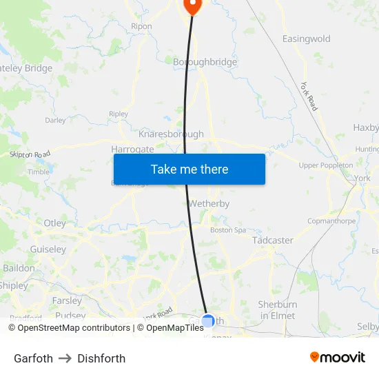 Garfoth to Dishforth map