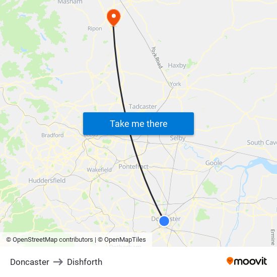 Doncaster to Dishforth map