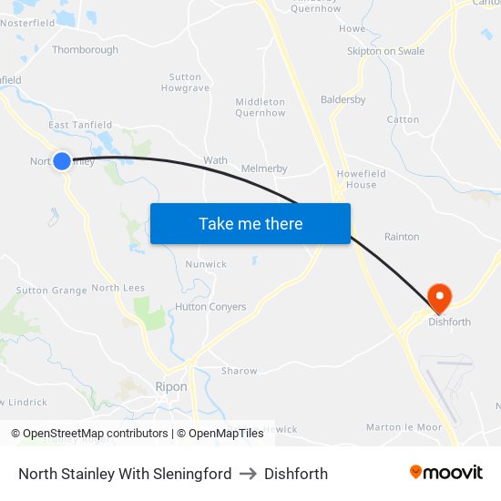 North Stainley With Sleningford to Dishforth map