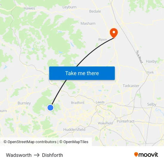 Wadsworth to Dishforth map