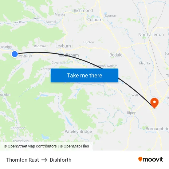 Thornton Rust to Dishforth map