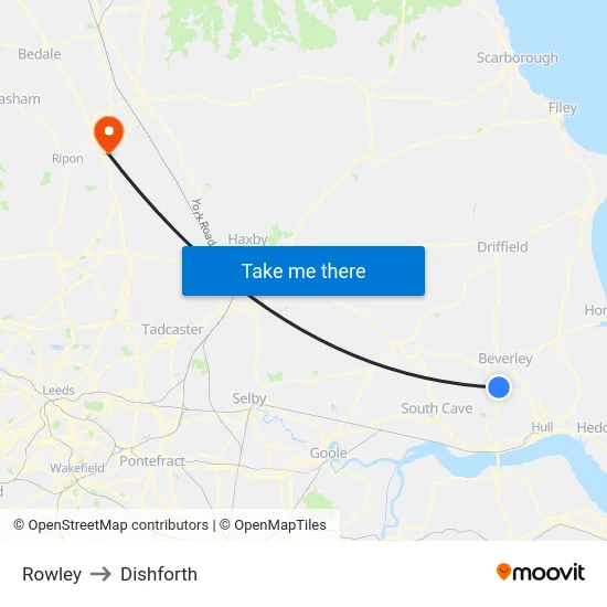 Rowley to Dishforth map