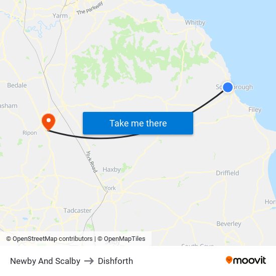 Newby And Scalby to Dishforth map