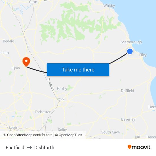 Eastfield to Dishforth map