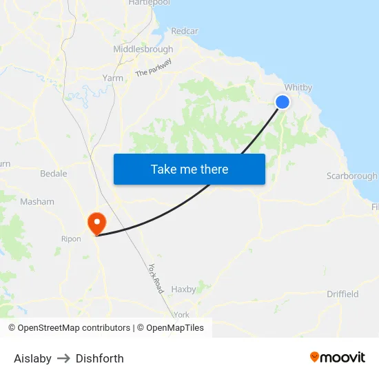Aislaby to Dishforth map