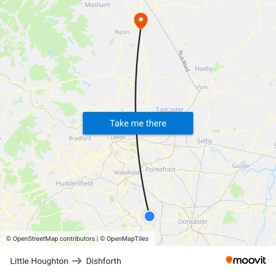 Little Houghton to Dishforth map