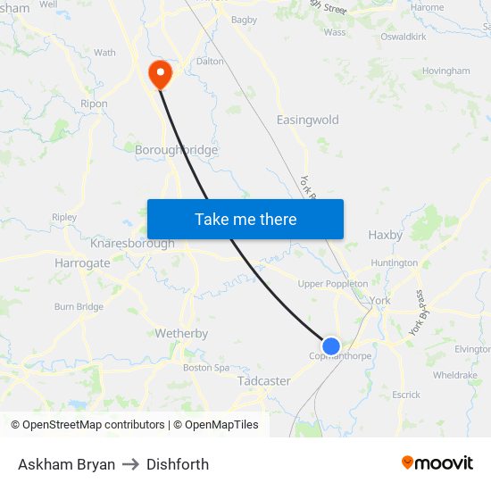 Askham Bryan to Dishforth map