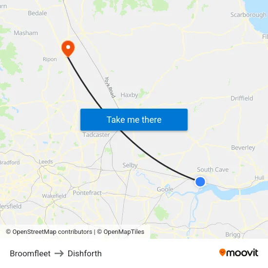 Broomfleet to Dishforth map
