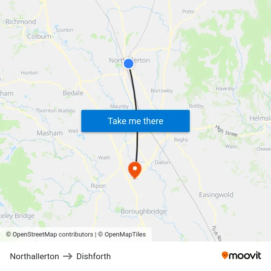 Northallerton to Dishforth map