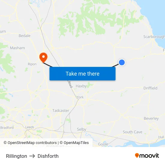 Rillington to Dishforth map