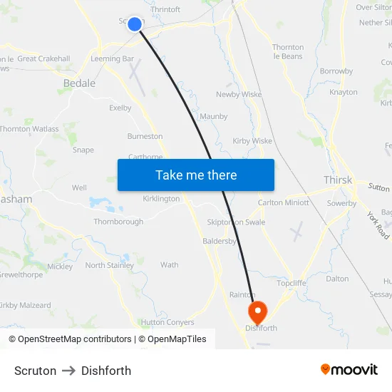 Scruton to Dishforth map