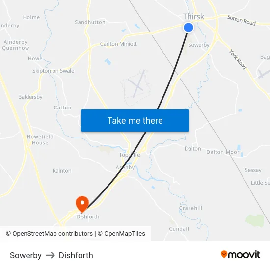 Sowerby to Dishforth map