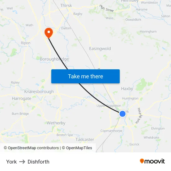 York to Dishforth map