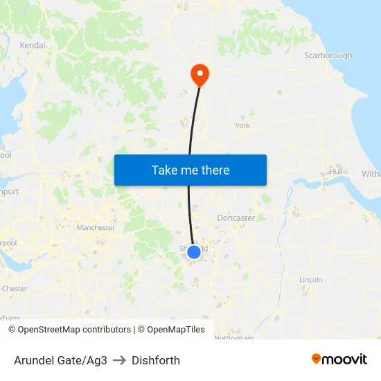 Arundel Gate/Ag3 to Dishforth map