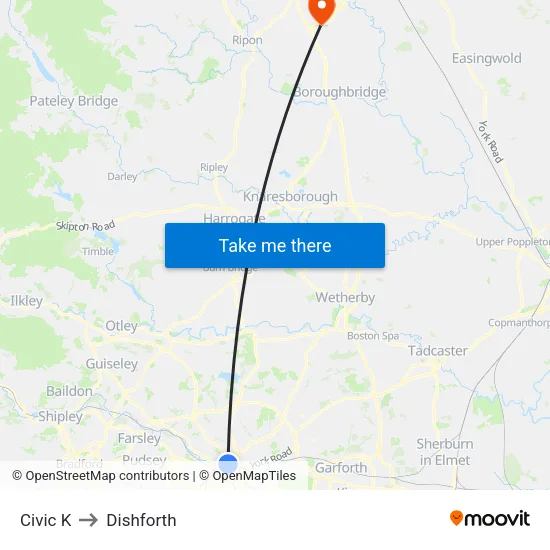 Civic K to Dishforth map