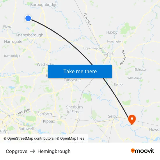 Copgrove to Hemingbrough map